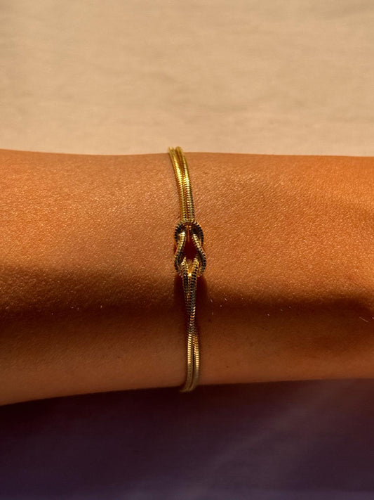 Double Snake Knot Bracelet | Permanent‑Look | 925 Sterling Silver  14K Gold Plated