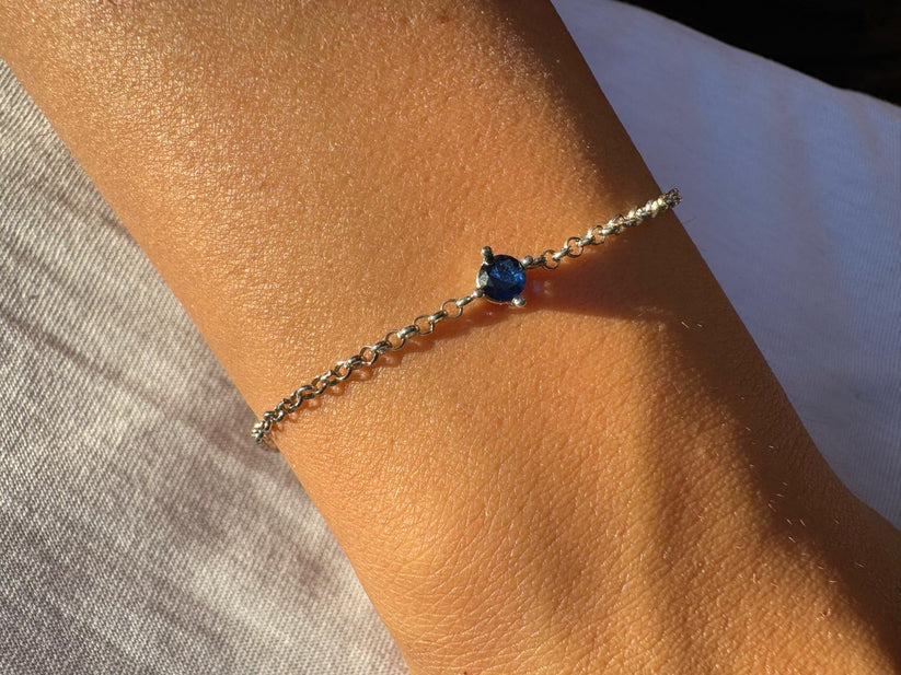 Birthstone Chain Bracelet | Permanent‑Look | 925 Sterling Silver (Silver)