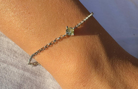 Birthstone Chain Bracelet | Permanent‑Look | 925 Sterling Silver (Silver)