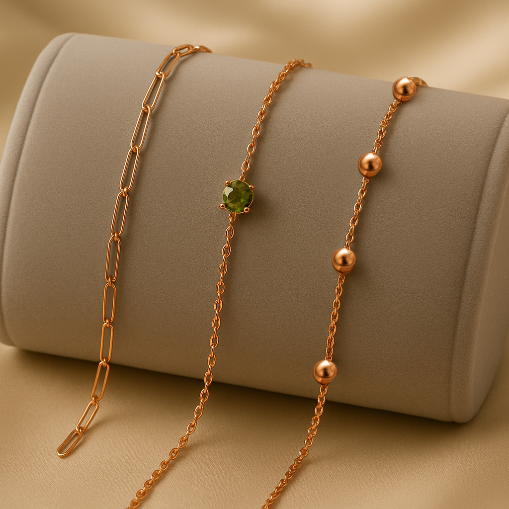 Triple Bracelet Set — Create Your Own Combo 925 Sterling Silver Rose Gold