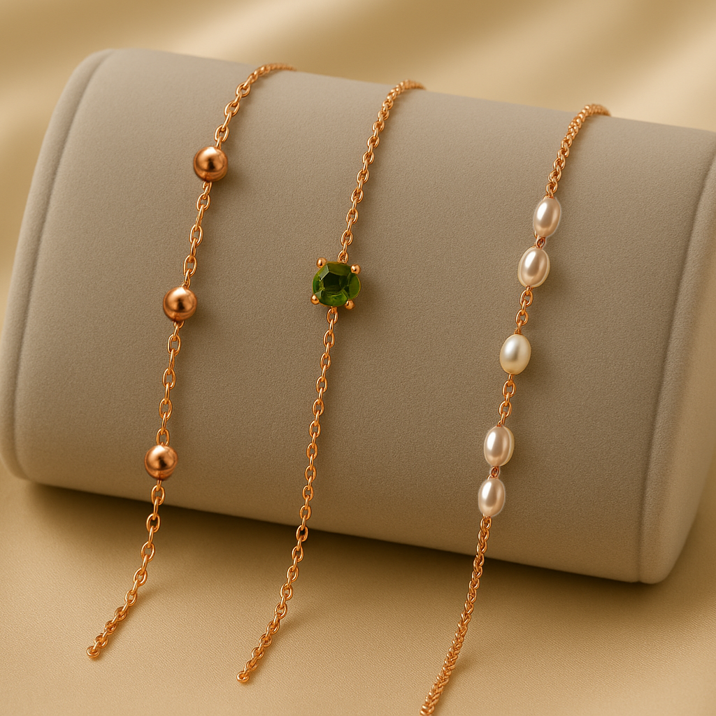 Triple Bracelet Set — Create Your Own Combo 925 Sterling Silver Rose Gold