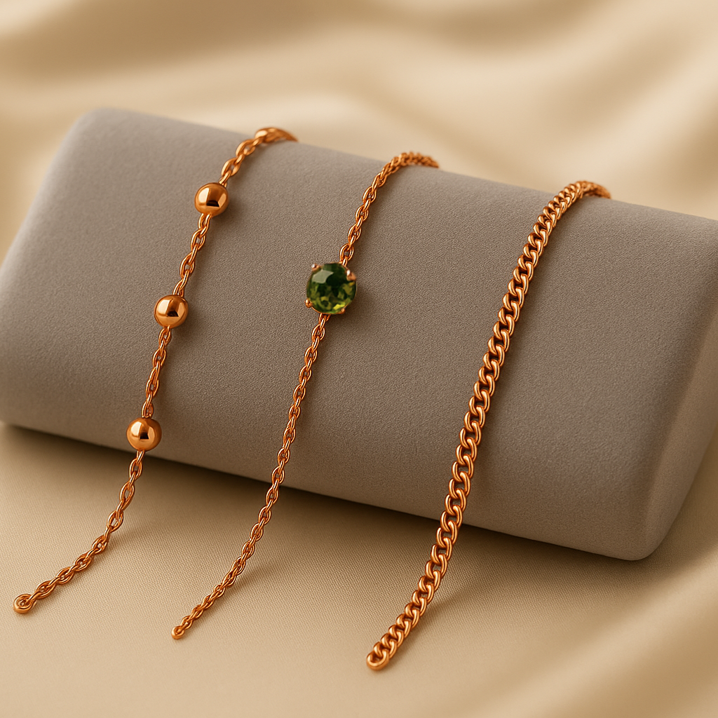 Triple Bracelet Set — Create Your Own Combo 925 Sterling Silver Rose Gold