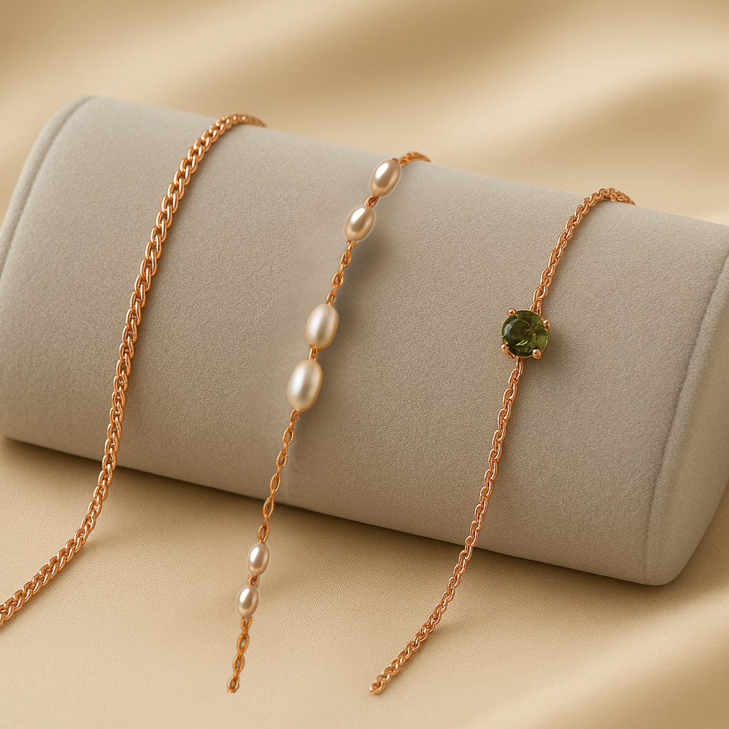 Triple Bracelet Set — Create Your Own Combo 925 Sterling Silver Rose Gold