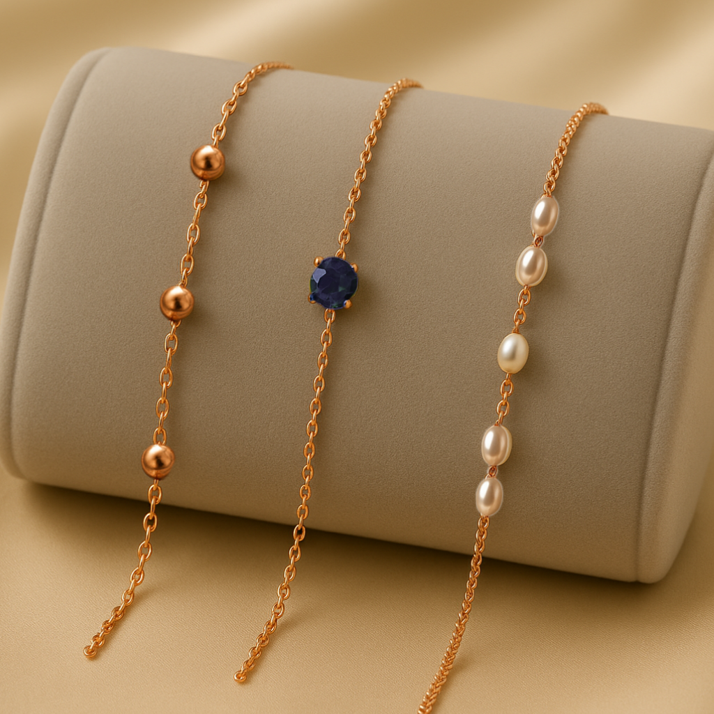 Triple Bracelet Set — Create Your Own Combo 925 Sterling Silver Rose Gold