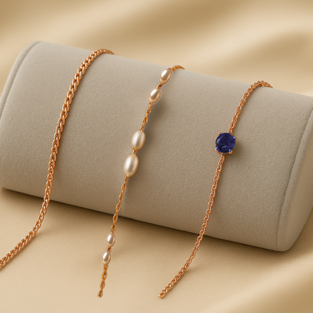 Triple Bracelet Set — Create Your Own Combo 925 Sterling Silver Rose Gold