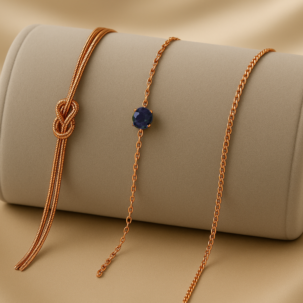 Triple Bracelet Set — Create Your Own Combo 925 Sterling Silver Rose Gold