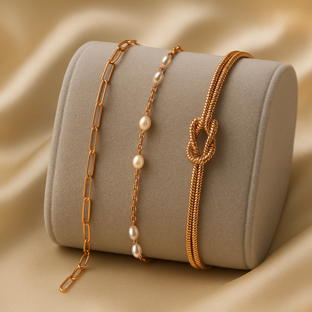 Triple Bracelet Set — Create Your Own Combo 925 Sterling Silver Rose Gold