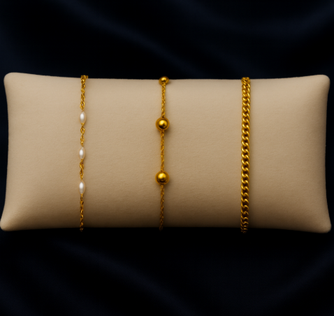 Triple Bracelet Set — Create Your Own Combo 925 Sterling Silver 14 K Gold Plated