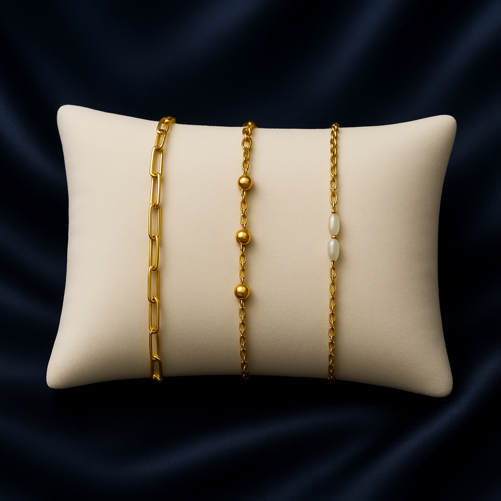 Triple Bracelet Set — Create Your Own Combo 925 Sterling Silver 14 K Gold Plated