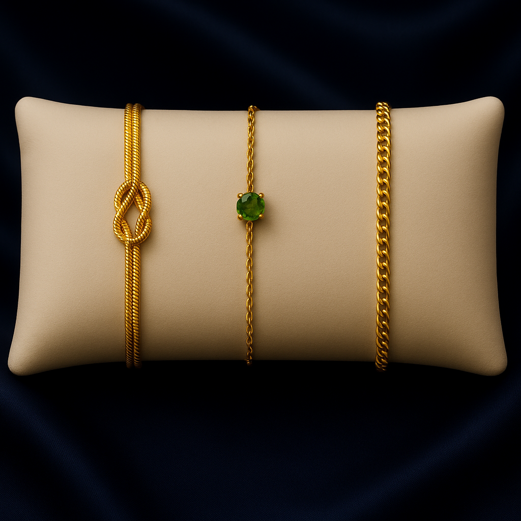 Triple Bracelet Set — Create Your Own Combo 925 Sterling Silver 14 K Gold Plated