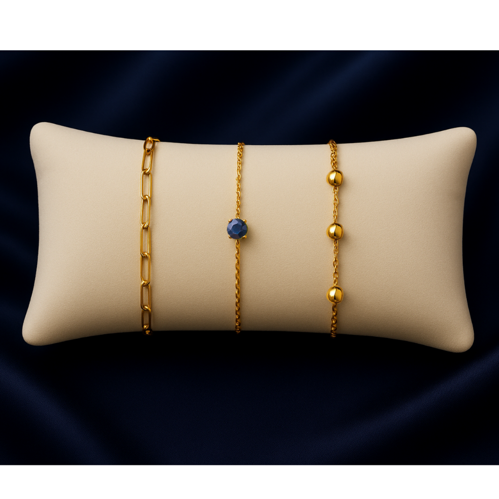 Triple Bracelet Set — Create Your Own Combo 925 Sterling Silver 14 K Gold Plated
