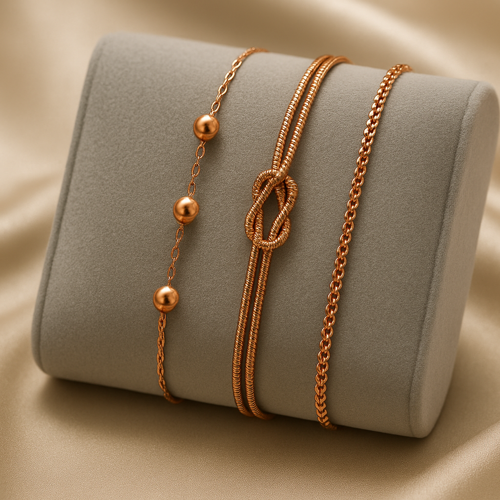 Triple Bracelet Set — Create Your Own Combo 925 Sterling Silver Rose Gold