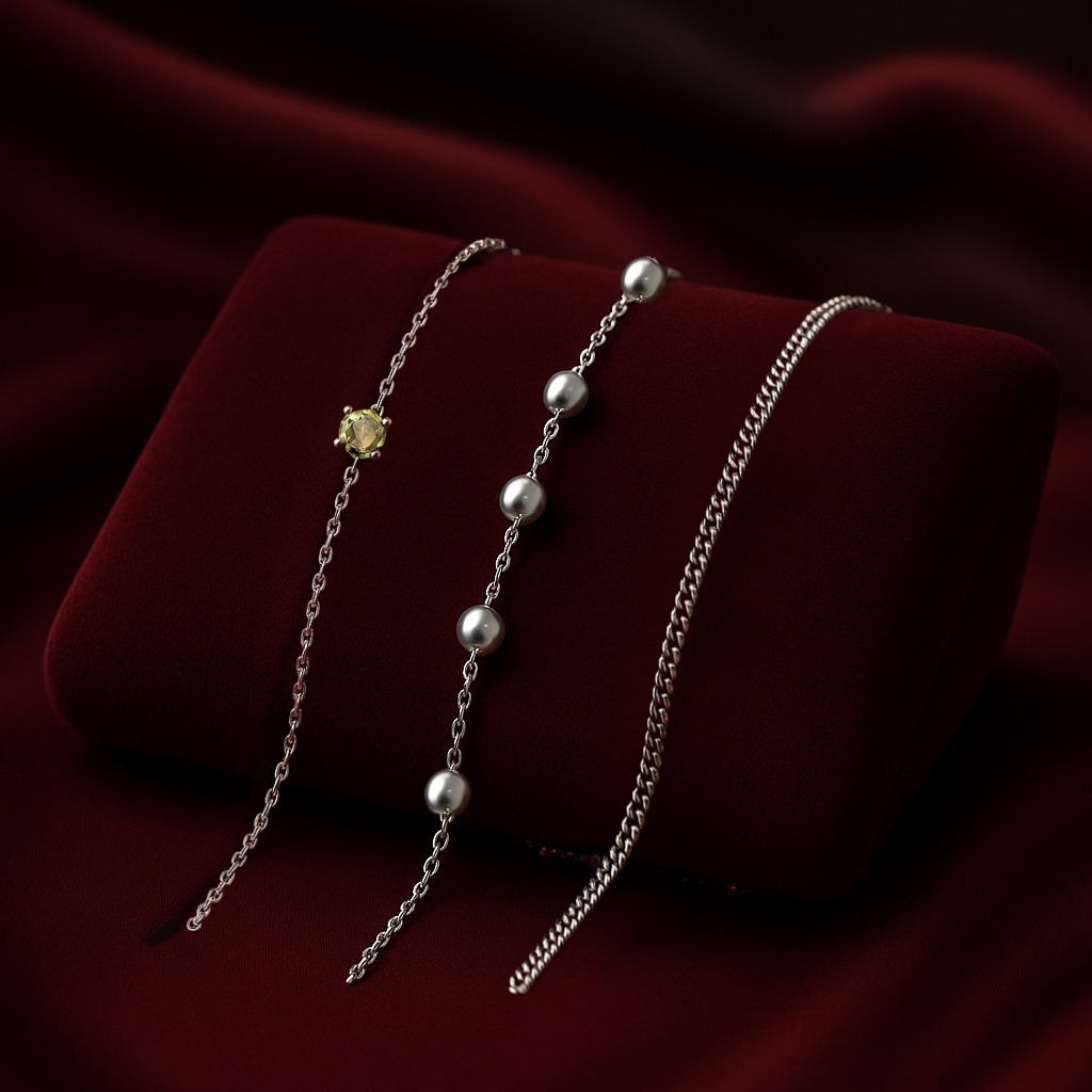 Triple Bracelet Set — Create Your Own Combo 925 Sterling Silver (Silver)