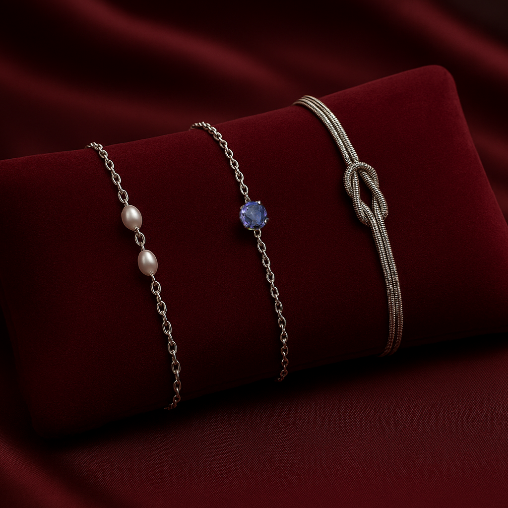 Triple Bracelet Set — Create Your Own Combo 925 Sterling Silver (Silver)