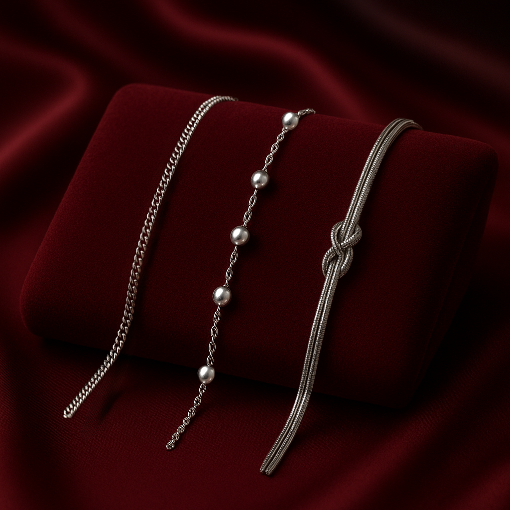 Triple Bracelet Set — Create Your Own Combo 925 Sterling Silver (Silver)