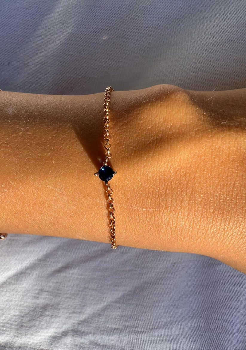 Birthstone Chain Bracelet | Permanent‑Look | 925 Sterling Silver Rose Gold
