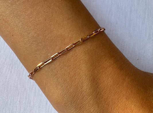 Paperclip Chain Bracelet | Permanent‑Look | 925 Sterling Silver  Rose Gold