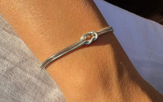 Double Snake Knot Bracelet | Permanent‑Look | 925 Sterling Silver (Silver)