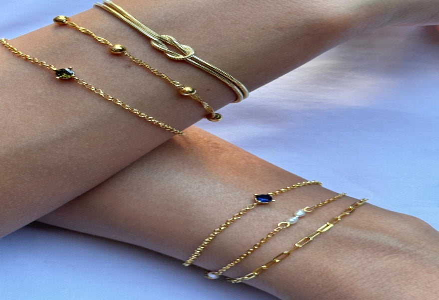 Birthstone Chain Bracelet | Permanent‑Look | 925 Sterling Silver 14 K Gold Plated