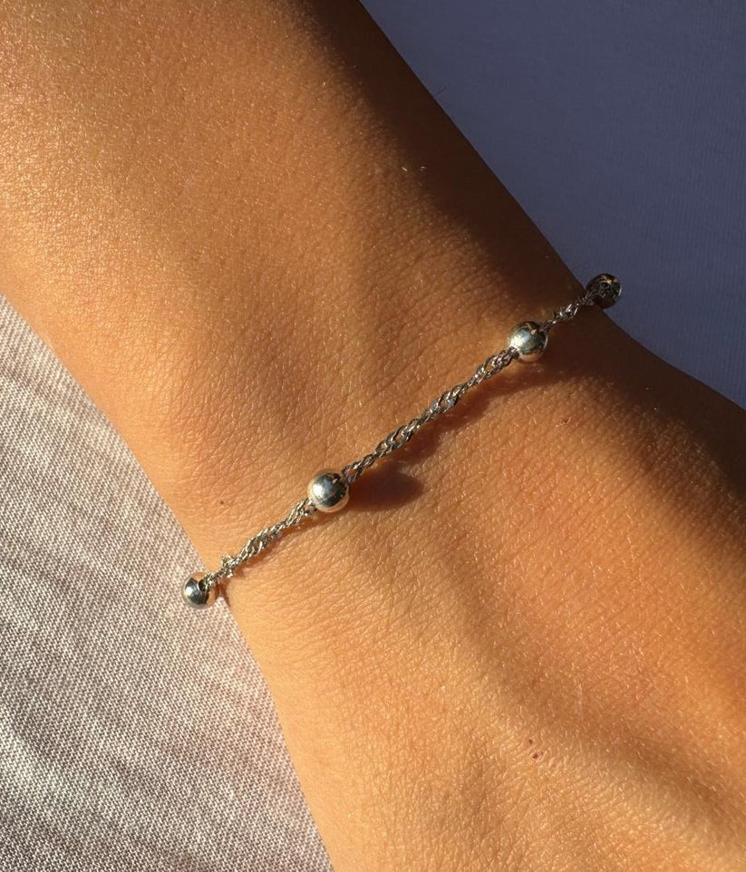 Bead Station Bracelet | Permanent‑Look | 925 Sterling Silver Base (Silver)