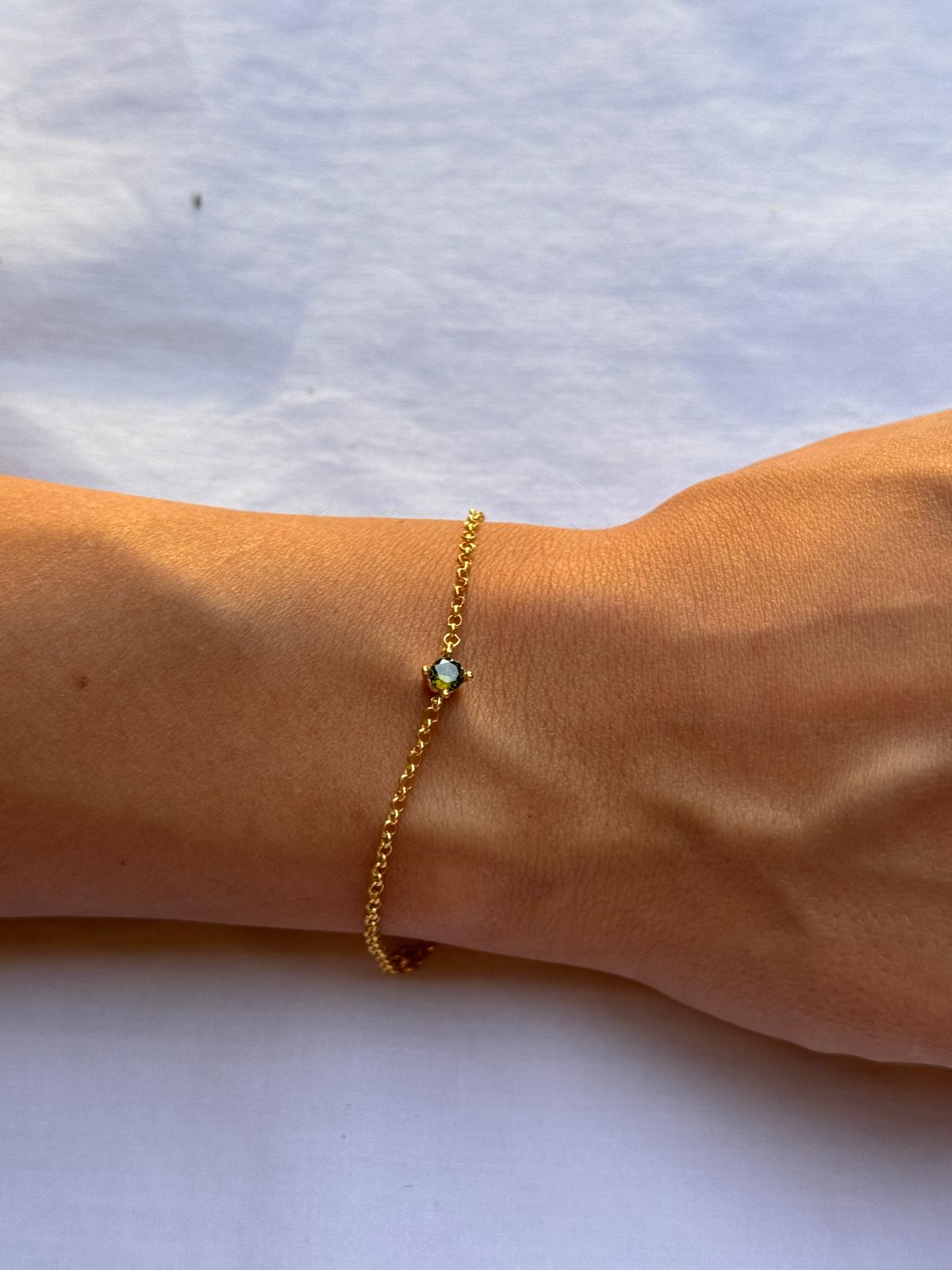 Birthstone Chain Bracelet | Permanent‑Look | 925 Sterling Silver 14 K Gold Plated