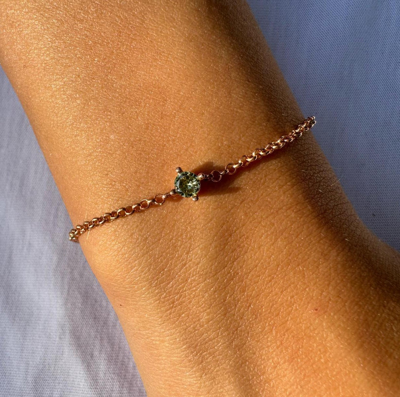 Birthstone Chain Bracelet | Permanent‑Look | 925 Sterling Silver Rose Gold