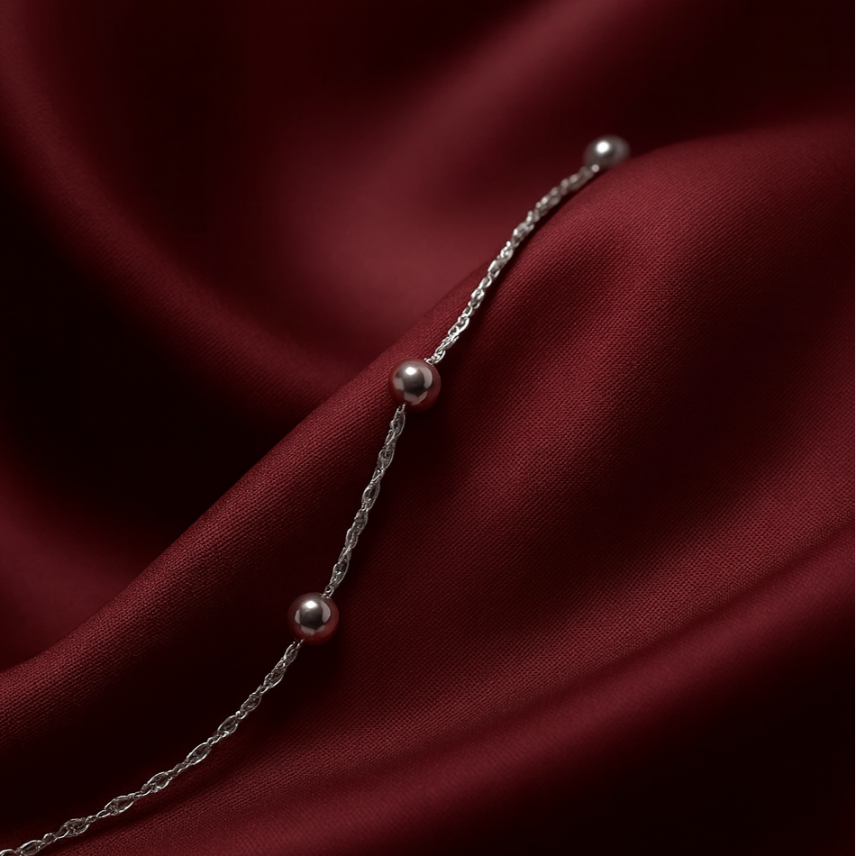 Bead Station Bracelet | Permanent‑Look | 925 Sterling Silver Base (Silver)