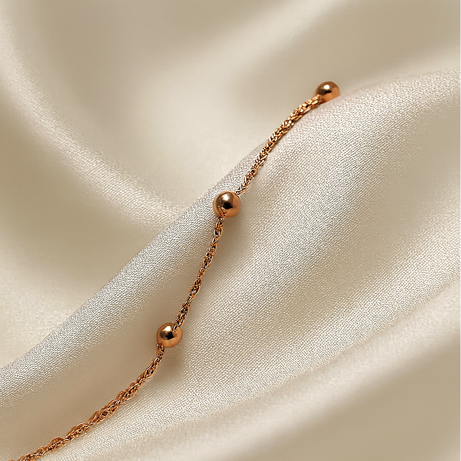 Bead Station Bracelet | Permanent‑Look | 925 Sterling Silver Base Rose Gold