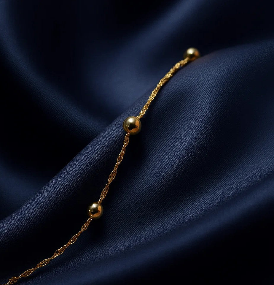 Bead Station Bracelet | Permanent‑Look | 925 Sterling Silver Base 14K Gold Plated