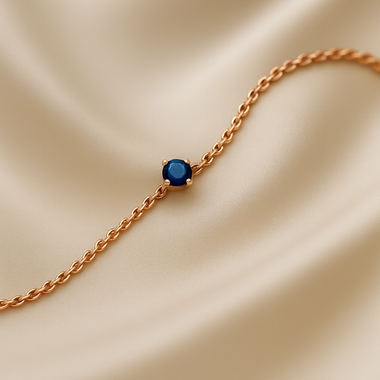 Birthstone Chain Bracelet | Permanent‑Look | 925 Sterling Silver Rose Gold