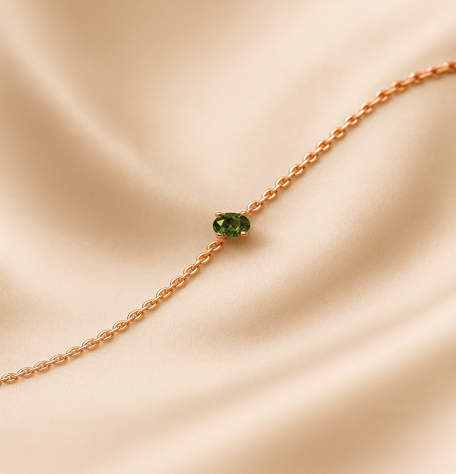 Birthstone Chain Bracelet | Permanent‑Look | 925 Sterling Silver Rose Gold