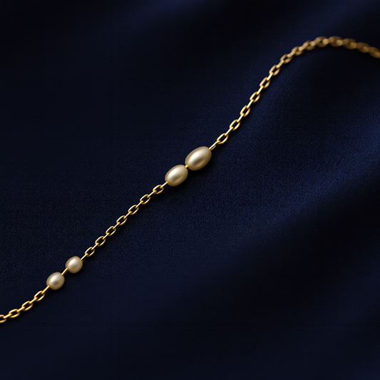 Pearl Chain Bracelet | Permanent‑Look | 925 Sterling Silver 14K Gold Plated