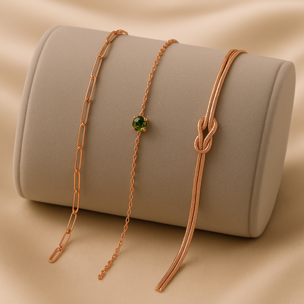 Triple Bracelet Set — Create Your Own Combo 925 Sterling Silver Rose Gold