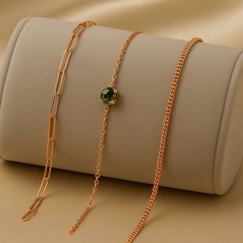 Triple Bracelet Set — Create Your Own Combo 925 Sterling Silver Rose Gold