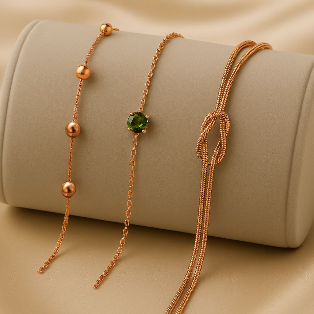 Triple Bracelet Set — Create Your Own Combo 925 Sterling Silver Rose Gold