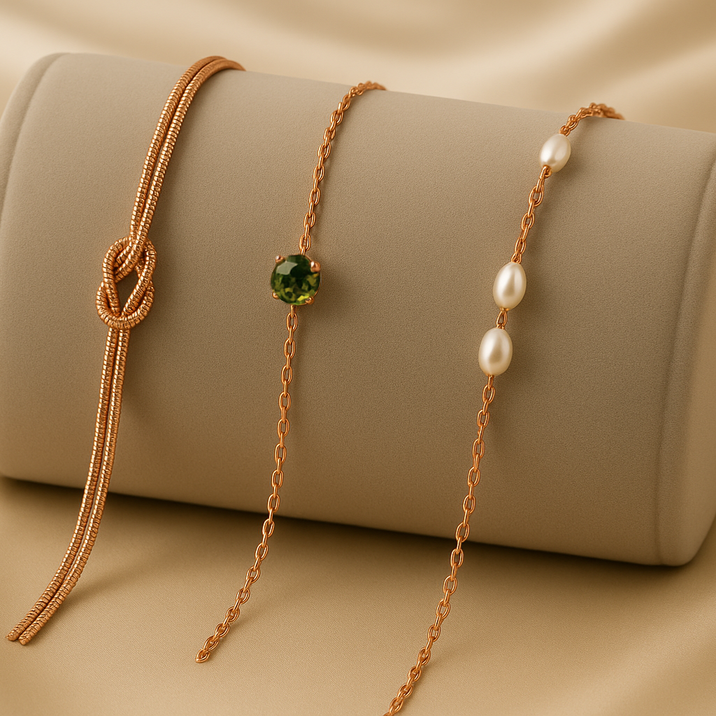 Triple Bracelet Set — Create Your Own Combo 925 Sterling Silver Rose Gold