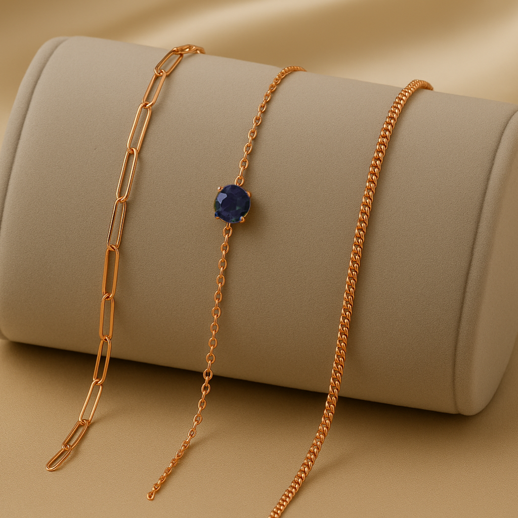 Triple Bracelet Set — Create Your Own Combo 925 Sterling Silver Rose Gold