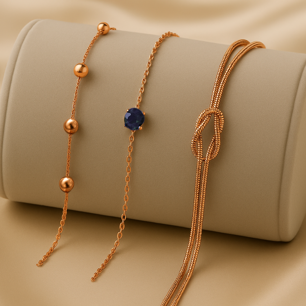 Triple Bracelet Set — Create Your Own Combo 925 Sterling Silver Rose Gold