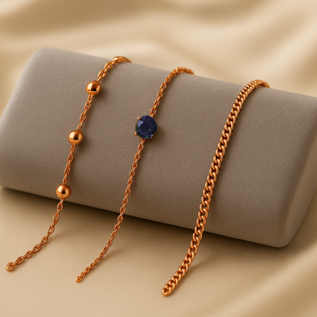 Triple Bracelet Set — Create Your Own Combo 925 Sterling Silver Rose Gold