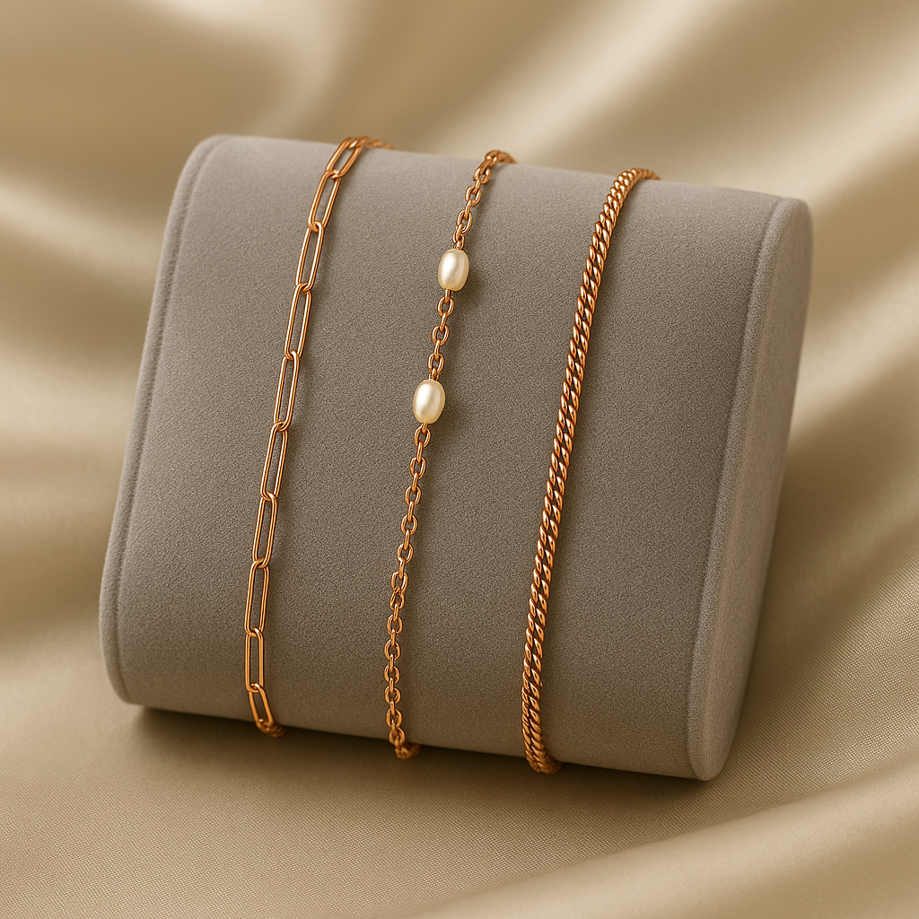 Triple Bracelet Set — Create Your Own Combo 925 Sterling Silver Rose Gold
