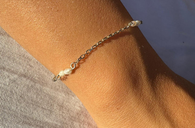 Pearl Chain Bracelet | Permanent‑Look | 925 Sterling Silver (Silver)