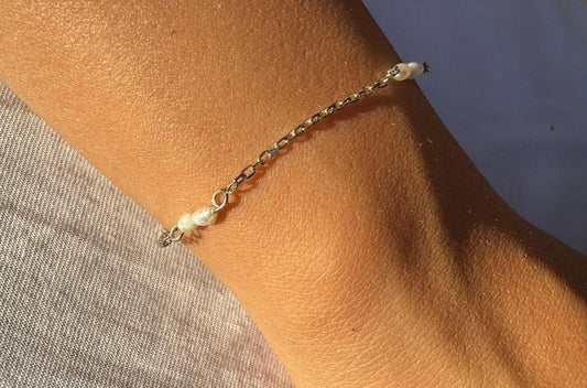 Pearl Chain Bracelet | Permanent‑Look | 925 Sterling Silver (Silver)