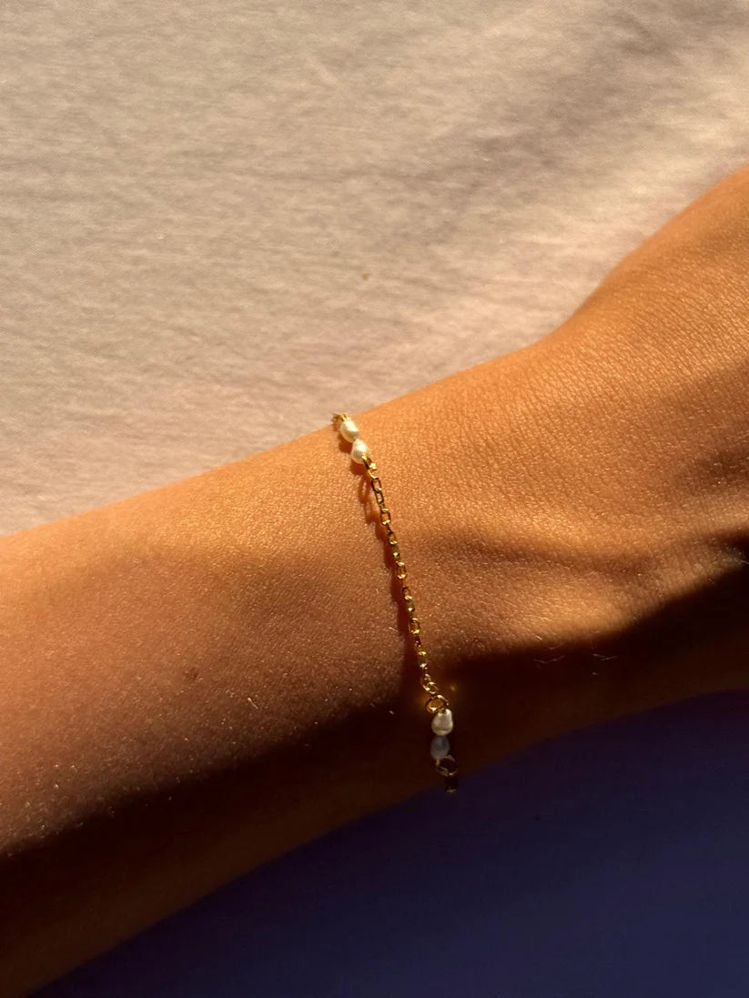 Pearl Chain Bracelet | Permanent‑Look | 925 Sterling Silver Rose Gold