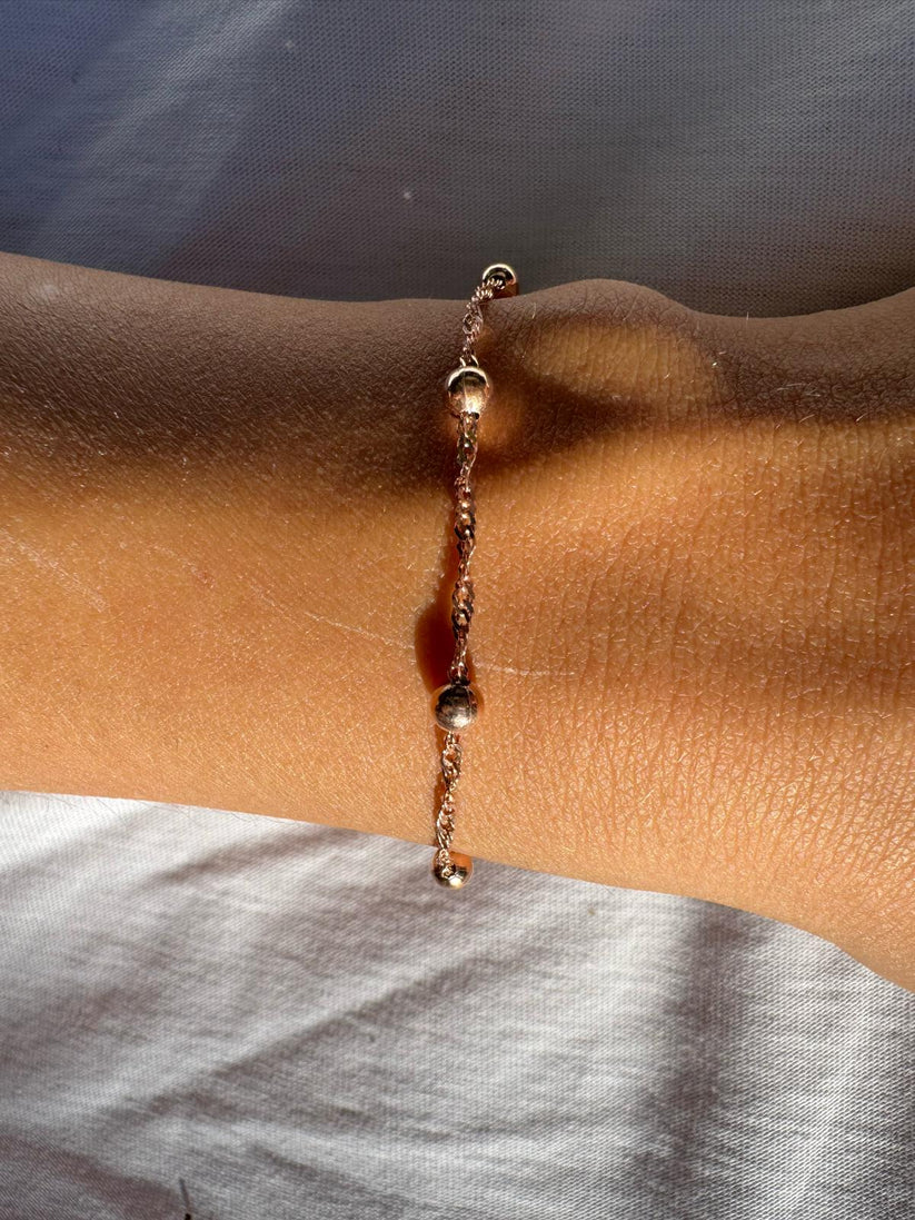 Bead Station Bracelet | Permanent‑Look | 925 Sterling Silver Base Rose Gold