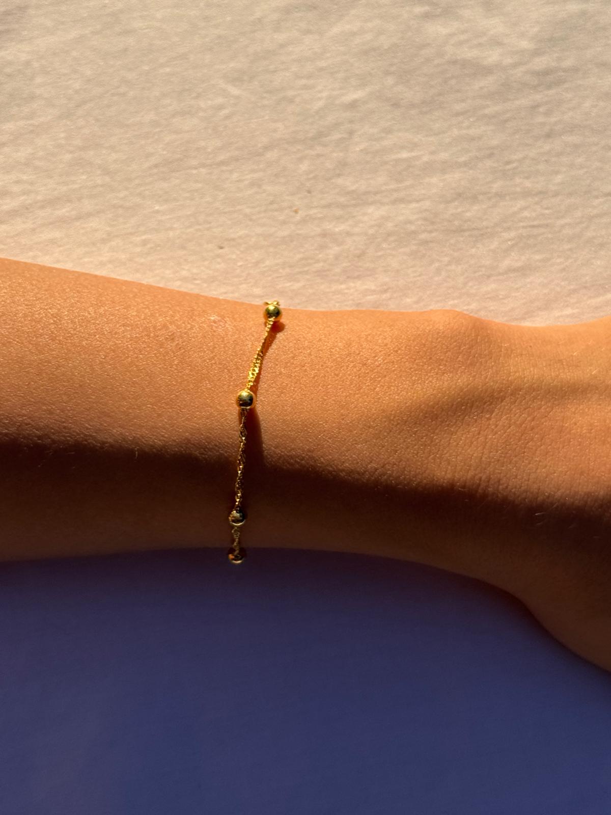 Bead Station Bracelet | Permanent‑Look | 925 Sterling Silver Base 14K Gold Plated
