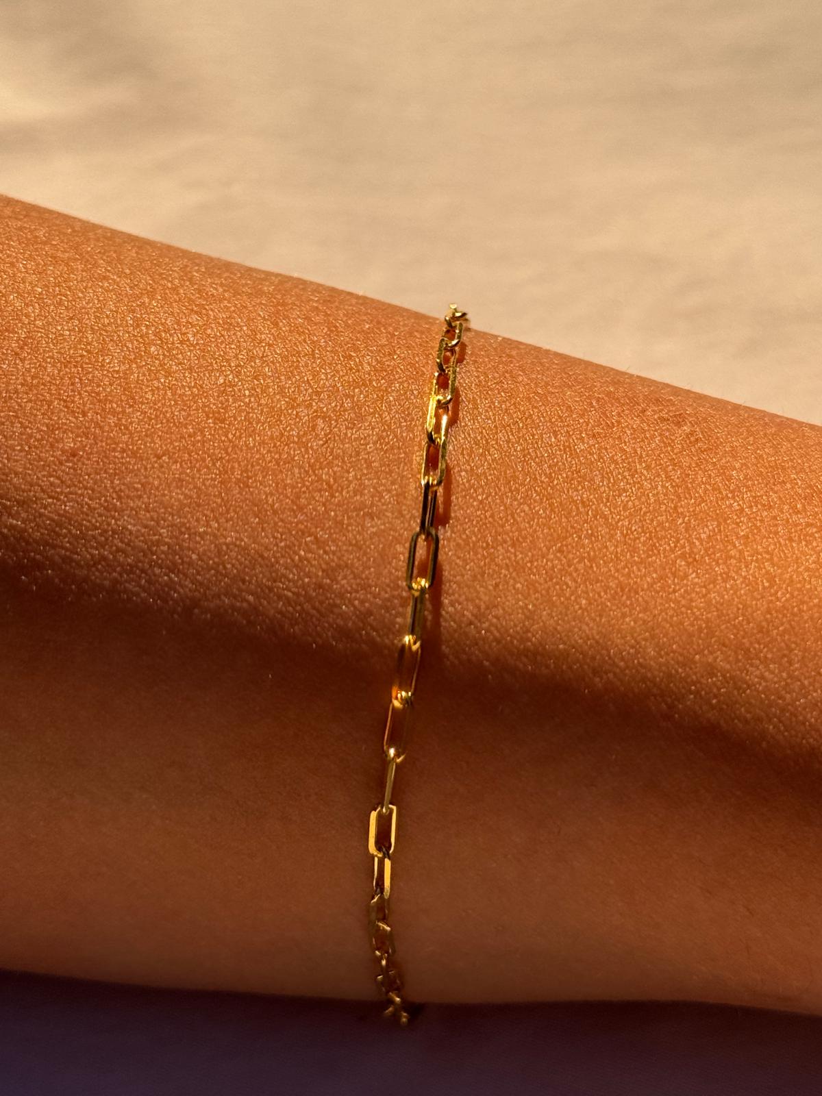 Paperclip Chain Bracelet | Permanent‑Look | 925 Sterling Silver  14 K Gold Plated