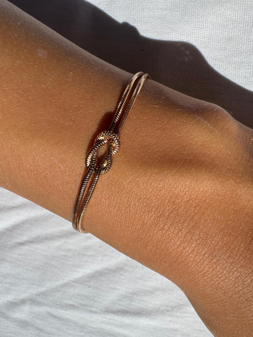 Double Snake Knot Bracelet | Permanent‑Look | 925 Sterling Silver  Rose Gold
