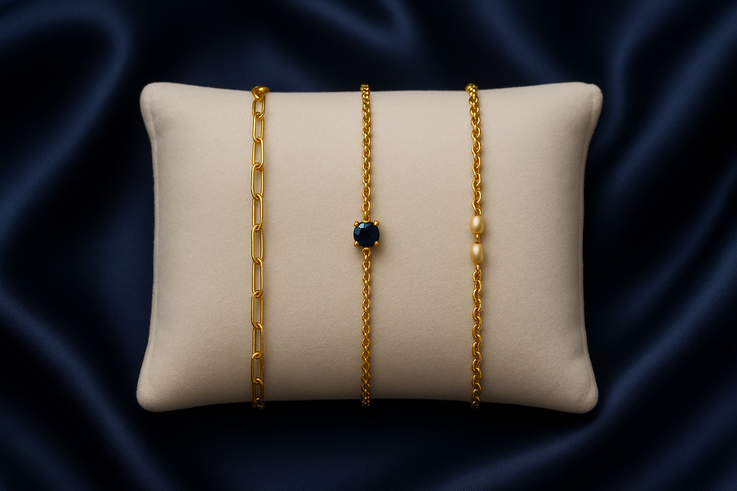 Triple Bracelet Set — Create Your Own Combo 925 Sterling Silver 14 K Gold Plated