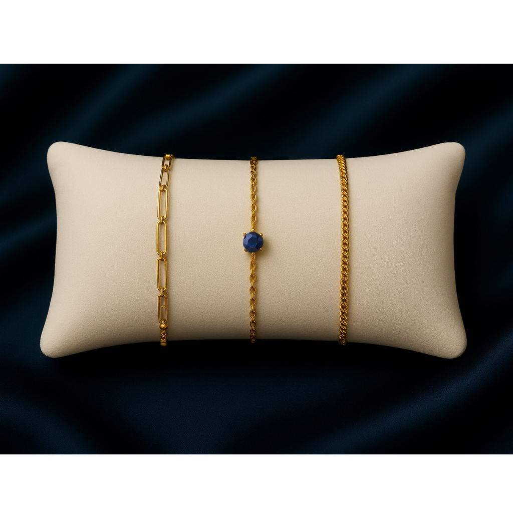 Triple Bracelet Set — Create Your Own Combo 925 Sterling Silver 14 K Gold Plated