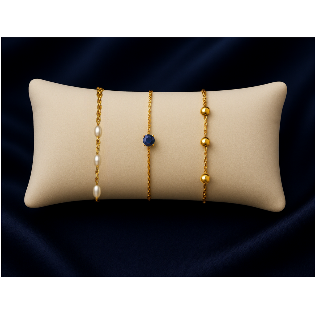 Triple Bracelet Set — Create Your Own Combo 925 Sterling Silver 14 K Gold Plated